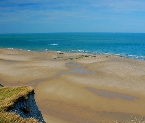 Plaża, Skała, Błękitne, Niebo, Morze