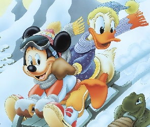 Myszka Miki, sanki, Donald