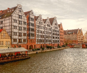Rzeka, HDR, Kamienice, Motława, Gdańsk