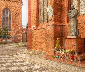 Gdańsk, Polska, HDR, Posąg, Papież, Jan Paweł II, Bazylika św. Brygidy