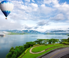 Balony, Góry, Jezioro, Droga