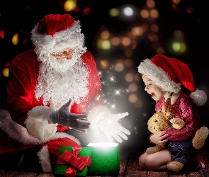 Dziecko, Prezent, Świąteczne, Mikołaj