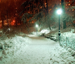 Śnieg, Park, Zima