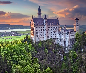 Bawaria, Góry, Lasy, Zamek Neuschwanstein, Niemcy