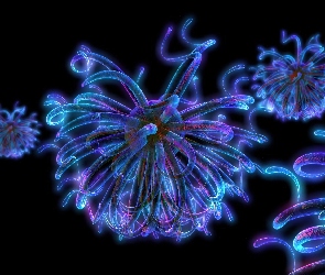 3D, fluorescencyjne, neon, Wektorowa