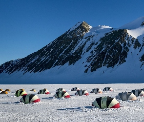 Góry, Zima, Alpinistów, Namioty