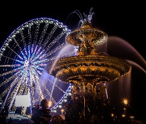 Wesołe miasteczko, Francja, Fontanna, Paryż