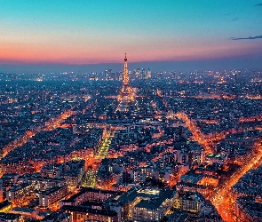 Paryż, Z lotu ptaka, Miasto, Noc