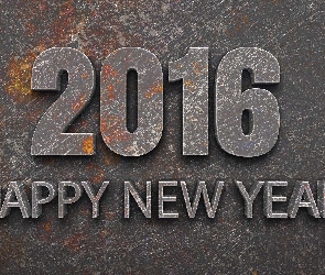 Napis, 3D, Grafika, 2016, New, Happy, Year, Kamienny