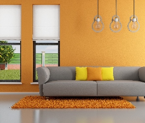Sofa, Dywan, Okna, Pomieszczenie, Ściana, Podłoga