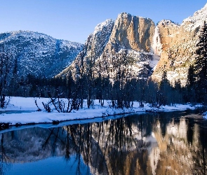 Zima, Rzeka, Stan Kalifornia, Stany Zjednoczone, Park Narodowy Yosemite, Góry