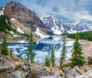 Kamienie, Śnieg, Kanada, Góry