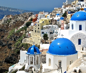 Domy, Cerkiew, Grecja, Santorini