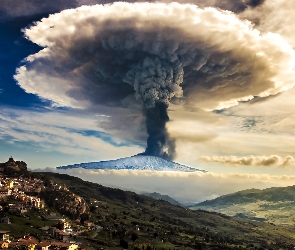 Wulkan, Włochy, Góry, Etna