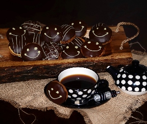 Czekolady, Kompozycja, Ciasteczka, Dzbanuszek, Filiżanka