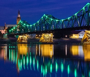 Most, Miasto, Oświetlenie, Woda