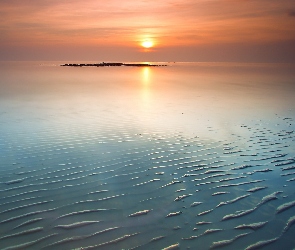 Słońca, Zachód, Morze, Plaża