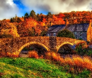 Dom, HDR, Rzeczka, Kamienny Most, Jesień