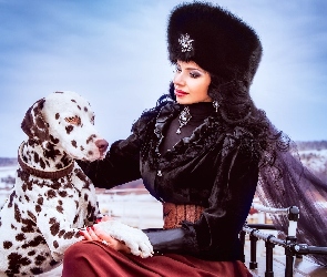 Moda, Dalmatyńczyk, Pies, Styl, Kobieta