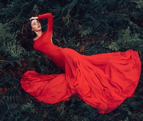 Kobieta, Sukienka, Czerwona
