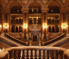 Francja, Schody, Opera Palais Garnier, Wnętrze, Paryż