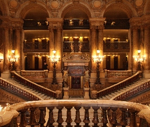 Paryż, Schody, Wnętrze, Opera Palais Garnier, Francja