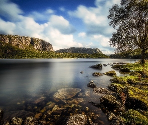 Bjerkreim, Chmury, Las, Rogaland, Kamienie, Góry, Rzeka