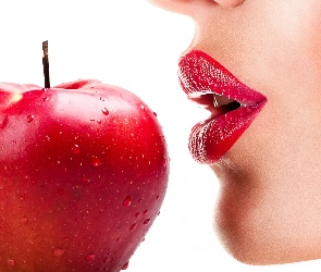 Jabłko, Usta, Kobieta, Czerwone