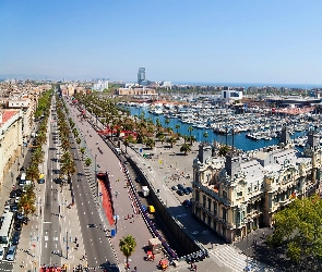 Hiszpania, Domy, Droga, Przystań, Barcelona