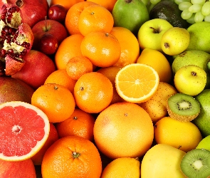 Różne, Winogrono, Awokado, Grejpfrut, Granat, Kiwi, Owoce, Pomarańcza, Cytryny