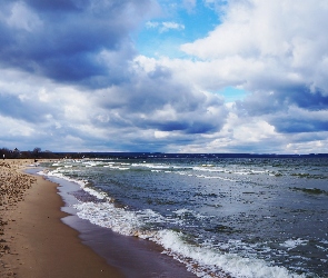 Morze, Fale, Plaża, Bałtyk