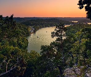 Lasy, Słońca, Zachód, Rzeka