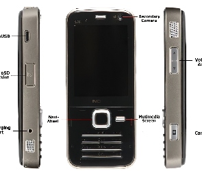 Nokia N78, Opis, Przód, Boki, Czarna