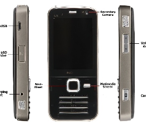 Czarna, Opis, Boki, Przód, Nokia N78