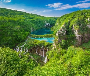 Góry, Park Narodowy Plitvice, Wodospad, Jeziorko