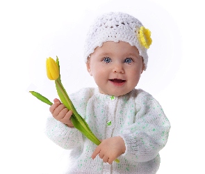 Mała, Tulipan, Żółty, Dziewczynka