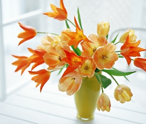 Tulipany, Wazon, Pomarańczowe