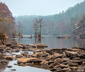 Rzeka, Kamienie, Las, Góry