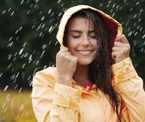 Uśmiech, Deszcz, Kobieta