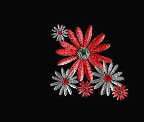 Białe, Kwiaty, Czerwone