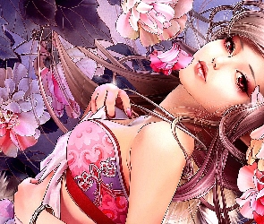 Kwiaty, Fantasy, Kobieta