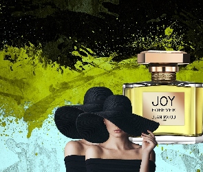 Kobieta, Joy Forever, Perfum, Kapelusz, Grafika