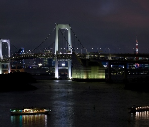 Tokyo, Nocą, Most, Tęczowy
