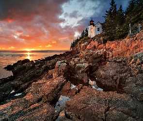 USA, Morska, Narodowy, Park, Maine, Latarnia