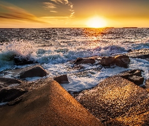Wschód słońca, Kamienie, Morze