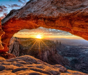 Stany Zjednoczone, Świt, Park Narodowy Canyonlands, Kanion, Stan Utah