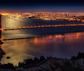San Francisco, Most, Noc, Golden Gate