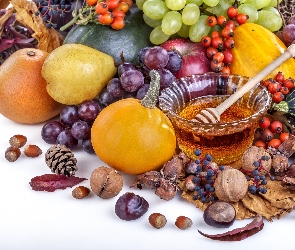 Kompozycja, Orzechy, Dynie, Miód, Jesienna