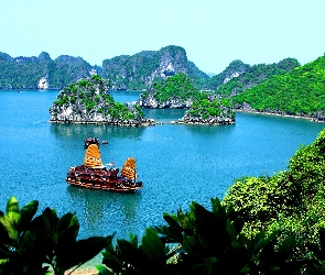 morze, łódka, Wietnam