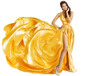 Kobieta, Suknia, Żółta